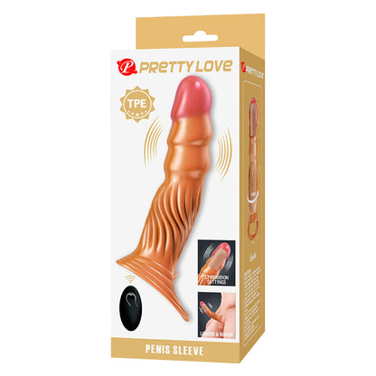 Manchon pénis texturé avec vibration et télécommande – Pretty Love
