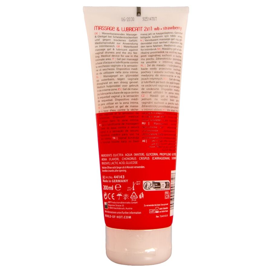 Gel de massage et de glisse 2 en 1 à la fraise 200 ml – HOT