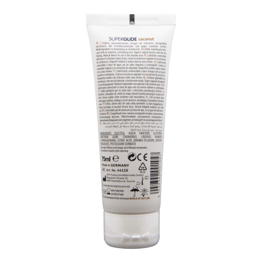 Superglide lubrifiant comestible à base d'eau et de noix de coco 75 ml – HOT
