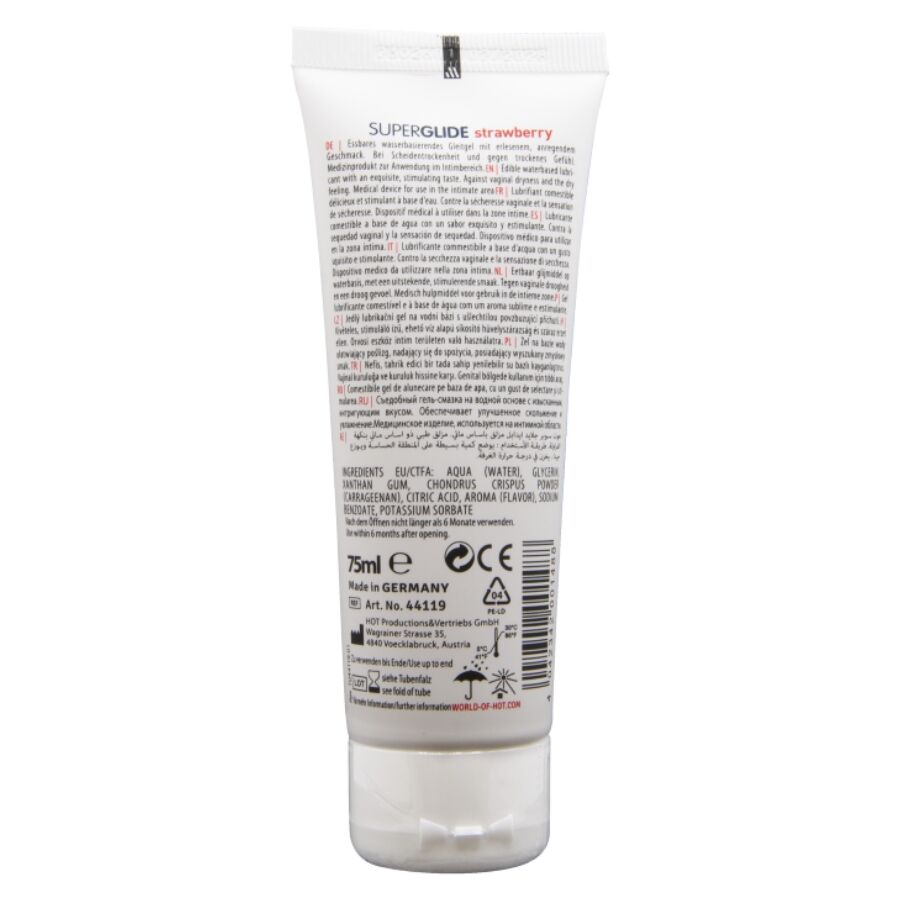 Superglide lubrifiant comestible à base d'eau fraise 75 ml – HOT