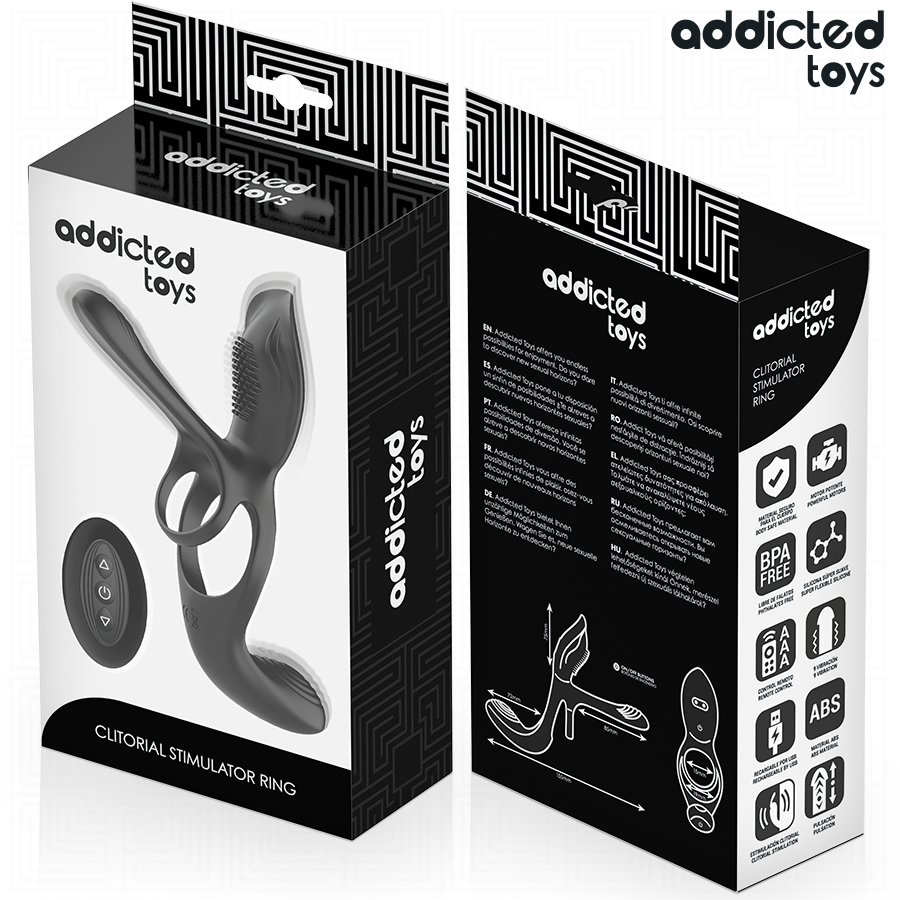 Stimulateur clitoridien anneau double pénis avec stimulateur clitorial – Addicted Toys