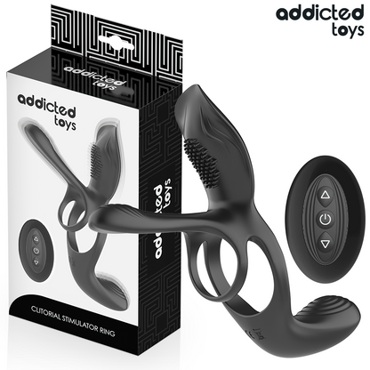Stimulateur clitoridien anneau double pénis avec stimulateur clitorial – Addicted Toys