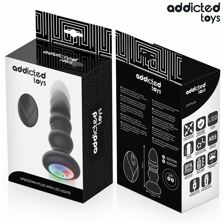Vibrateur plug anal rotatif et vibrant télécommande avec lumière LED – Addicted Toys