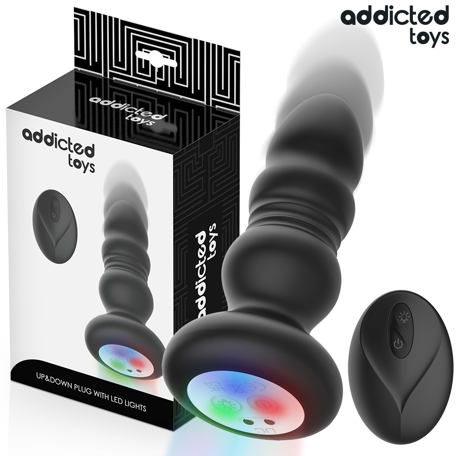 Vibrateur plug anal rotatif et vibrant télécommande avec lumière LED – Addicted Toys