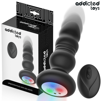 Vibrateur plug anal rotatif et vibrant télécommande avec lumière LED – Addicted Toys