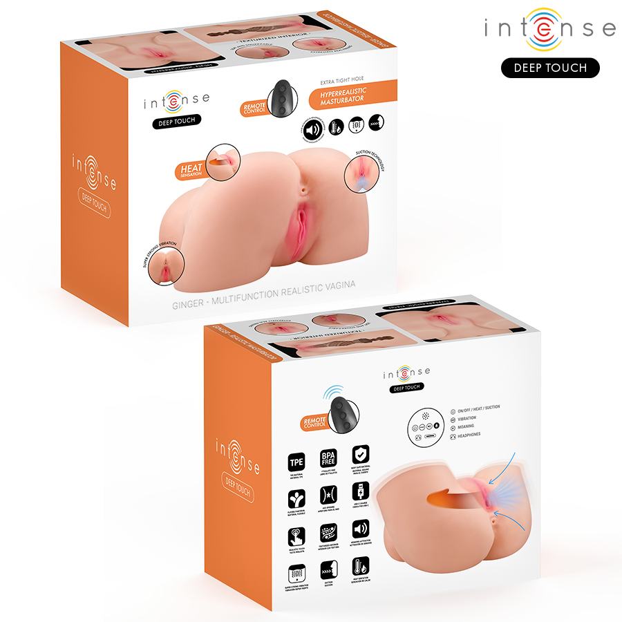 Masturbateur vaginal ginger avec succion chaleur vibration et effets vocaux télécommande