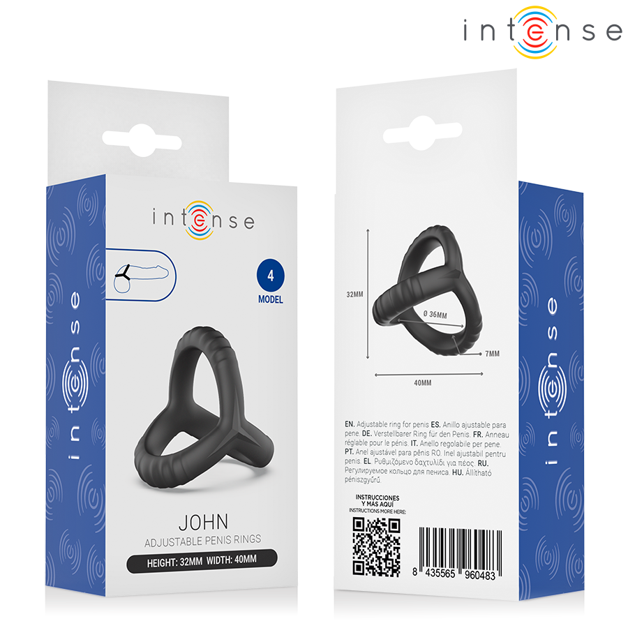 John anneau triple ajustable pour le pénis modèle 4 – Intense