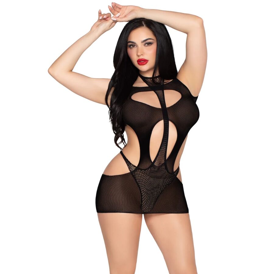 Robe mini opaque et débardeur dos nu noir – Leg Avenue 81680