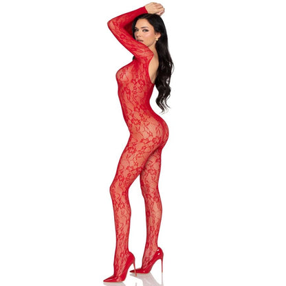 Lingerie en dentelle bodystocking rouge – Leg Avenue 89366