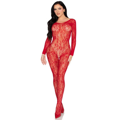 Lingerie en dentelle bodystocking rouge – Leg Avenue 89366