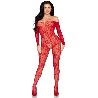 Lingerie en dentelle bodystocking rouge – Leg Avenue 89366