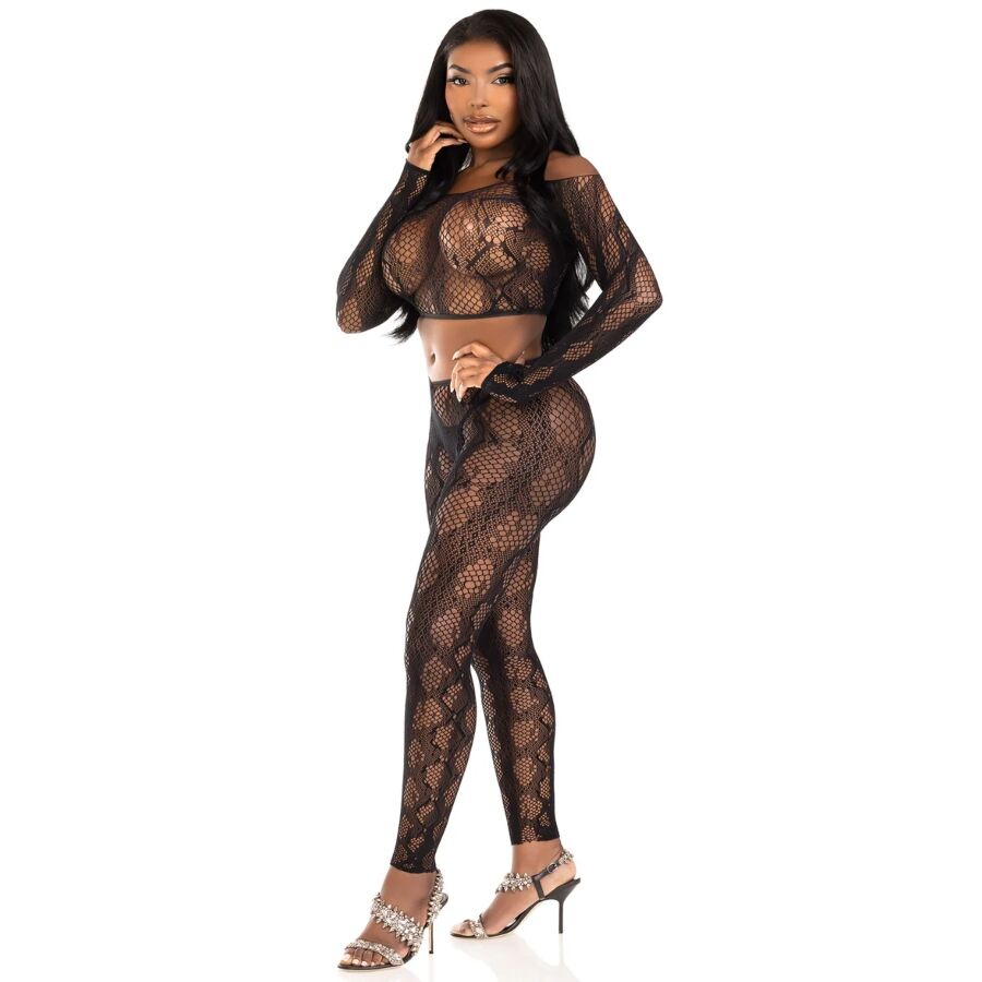 Ensemble haut court en python et collants sans pieds noirs – Leg Avenue 89373
