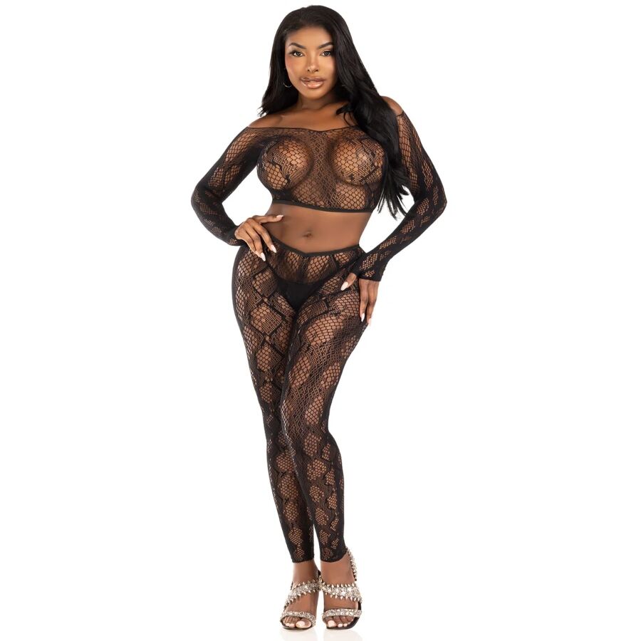 Ensemble haut court en python et collants sans pieds noirs – Leg Avenue 89373