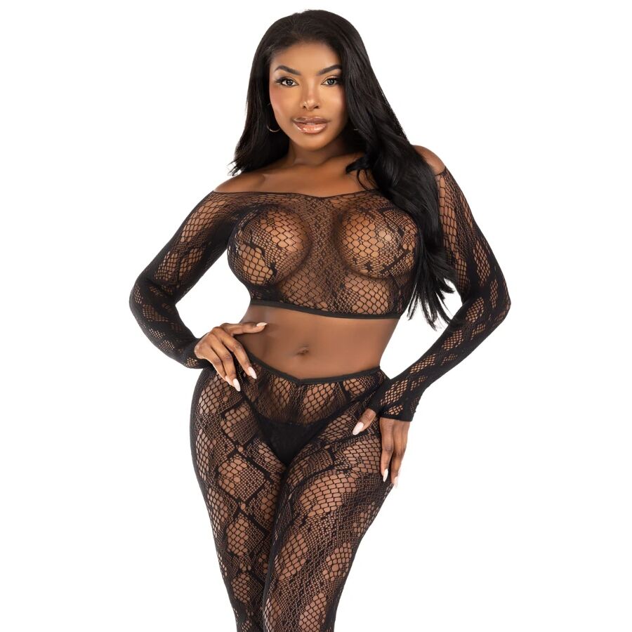 Ensemble haut court en python et collants sans pieds noirs – Leg Avenue 89373