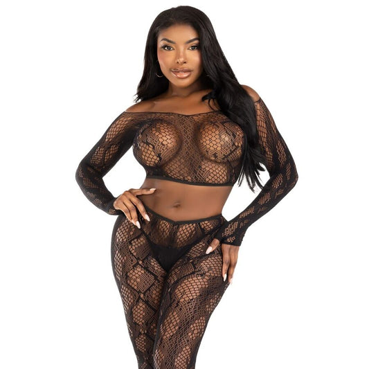 Ensemble haut court en python et collants sans pieds noirs – Leg Avenue 89373