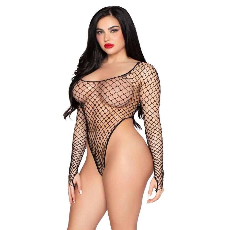 Body en résille industrielle noir à coupe haute – Leg Avenue 89377
