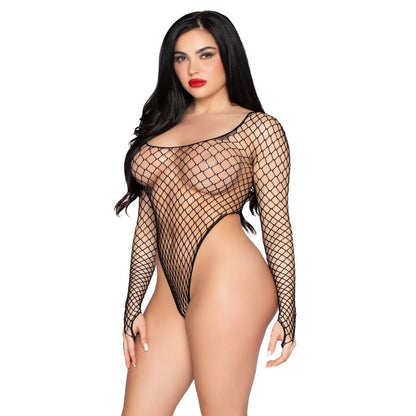 Body en résille industrielle noir à coupe haute – Leg Avenue 89377