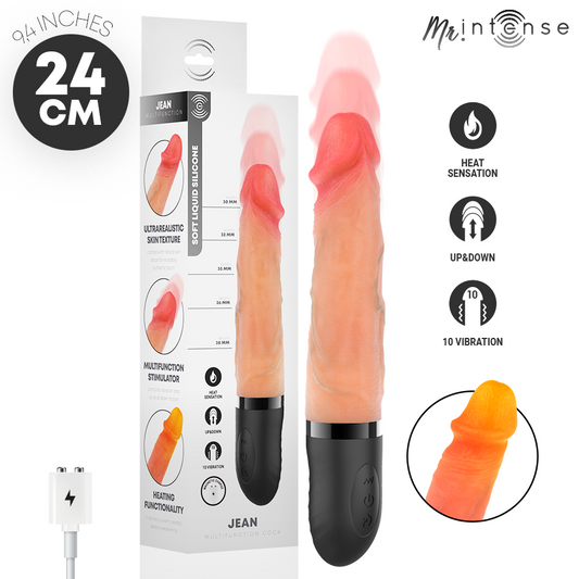 Jean vibrateur haut et bas avec effet chauffant 24 cm -ø- 3,8 cm – Mr Intense