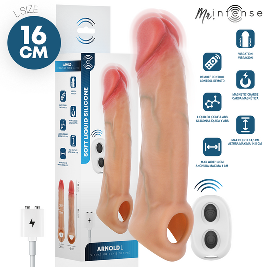 Vibrateur arnold l manchon pénis vibrant ultra-réaliste avec télécommande 16 cm -ø- 4,5 cm