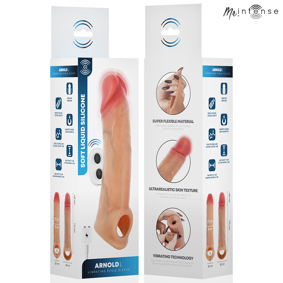 Vibrateur arnold l manchon pénis vibrant ultra-réaliste avec télécommande 16 cm -ø- 4,5 cm
