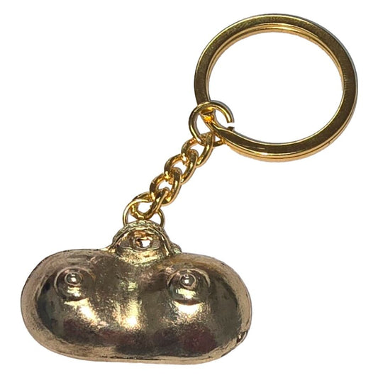 Porte-clés en métal doré avec seins – Diablo Picante