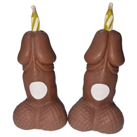 Bougies chiffres d'anniversaire en forme de pénis ton foncé 2 unités – Diablo Picante