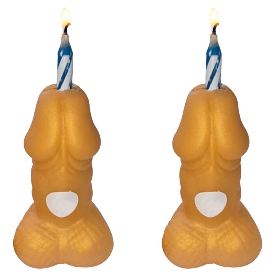 Bougies d'anniversaire en forme de pénis doré (2 unités) – Diablo Picante