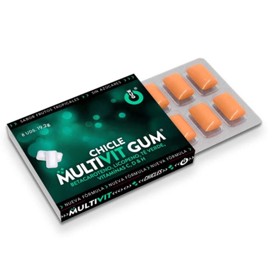 Multivit vitamines c h d bêta-carotène lycopène et thé vert 1 x 8 unités – Wug Gum