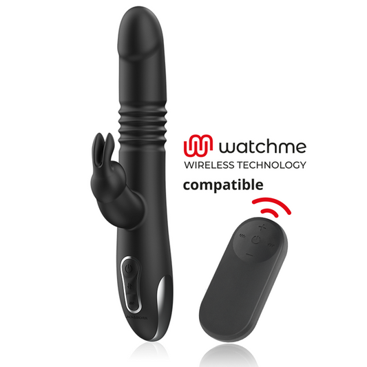 Vibrateur kenji vibromasseur rabbit up & down + télécommande watchme – Black & Silver