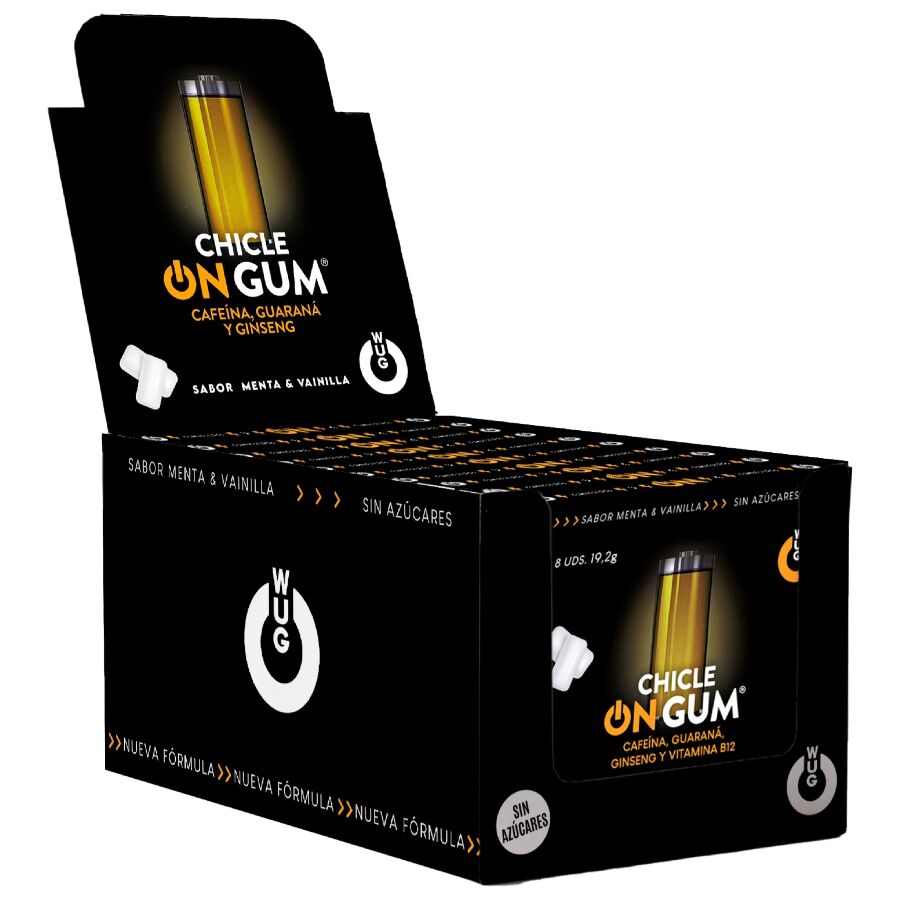 On à la caféine au ginseng et à la gomme de guarana | présentoir 12 x 8 unités – Wug Gum