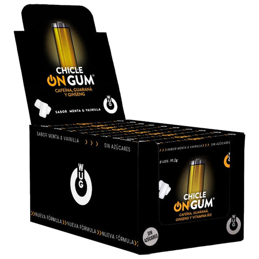 On à la caféine au ginseng et à la gomme de guarana | présentoir 12 x 8 unités – Wug Gum