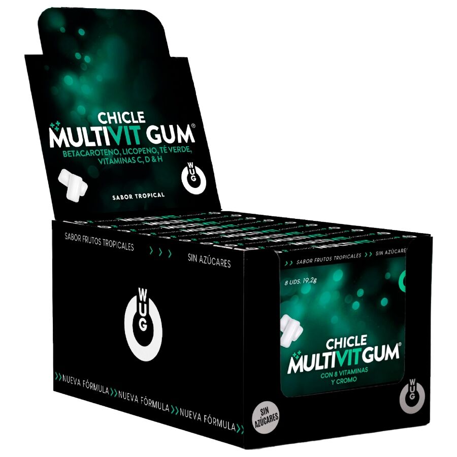 Multivit vitamines c h d bêta-carotène lycopène et thé vert | présentoir 12 x 8 unités –
