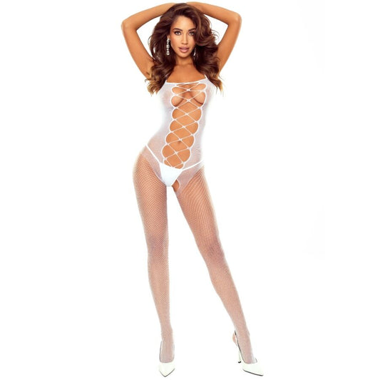 Bodystocking blanc à lacets – Passion BS124
