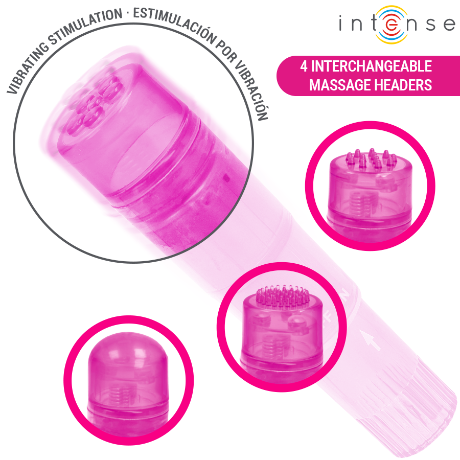 Mini masseur kurt avec 4 têtes interchangeables rose – Intense