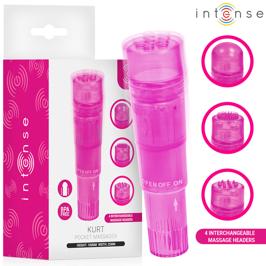 Mini masseur kurt avec 4 têtes interchangeables rose – Intense