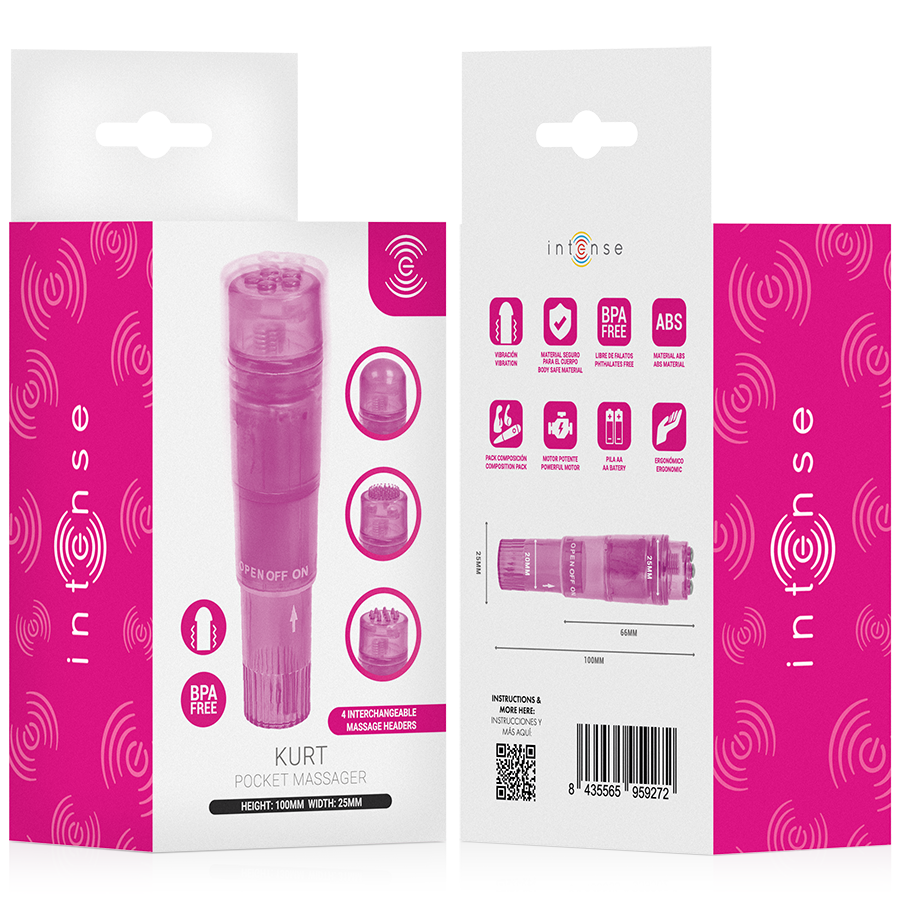 Mini masseur kurt avec 4 têtes interchangeables rose – Intense