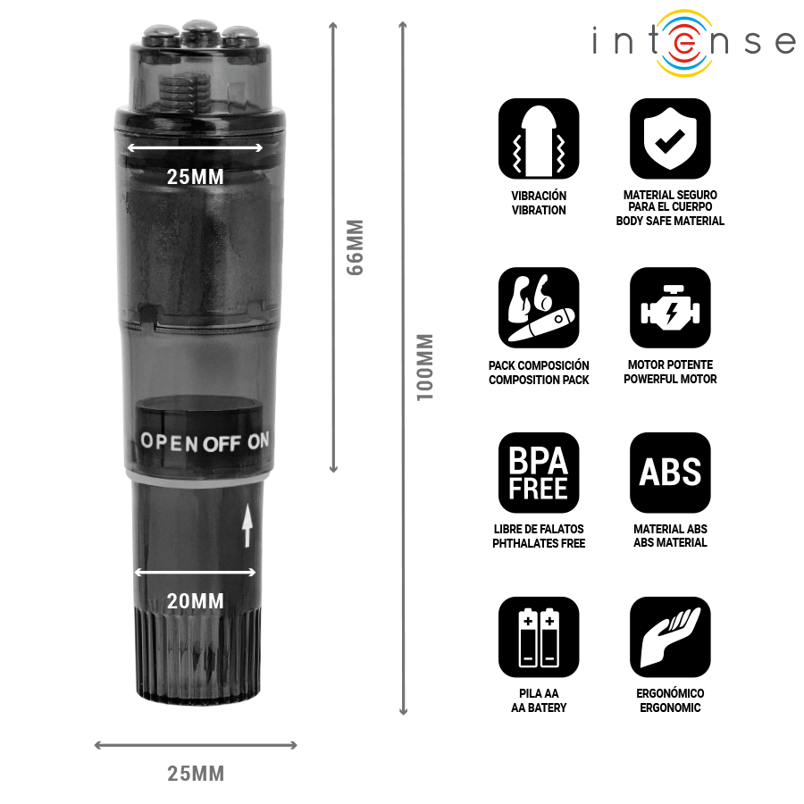 Mini masseur kurt avec 4 têtes interchangeables noir – Intense