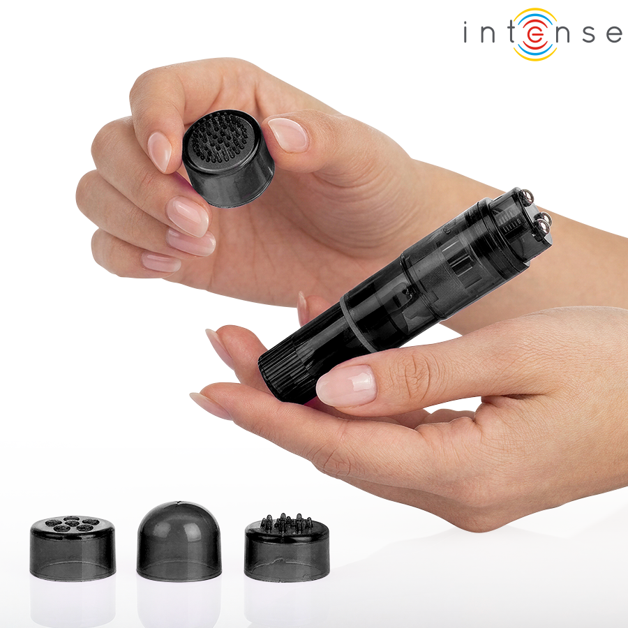 Mini masseur kurt avec 4 têtes interchangeables noir – Intense