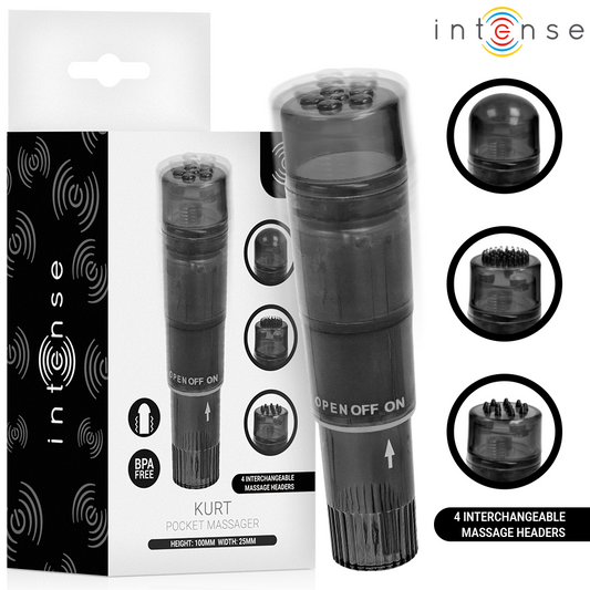 Mini masseur kurt avec 4 têtes interchangeables noir – Intense