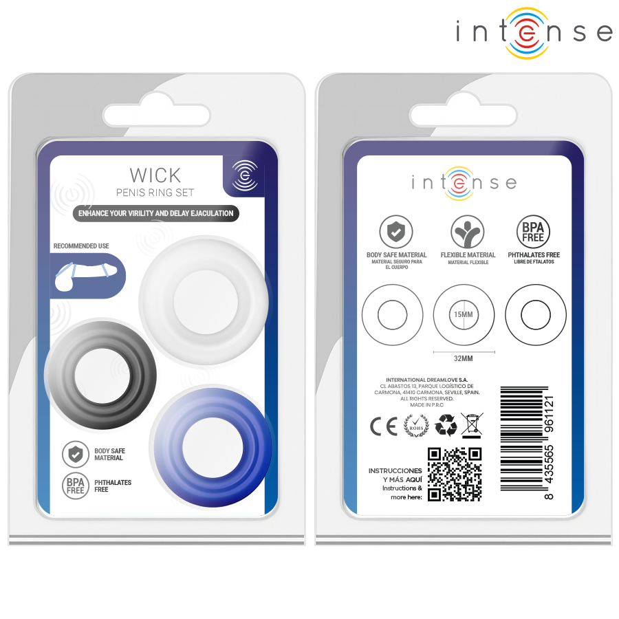 Ensemble de 3 anneaux pénis de couleurs variées – Intense