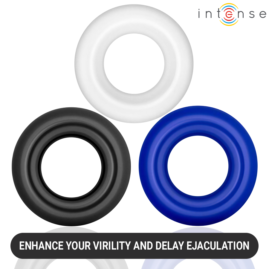 Ensemble de 3 anneaux pénis de couleurs variées – Intense