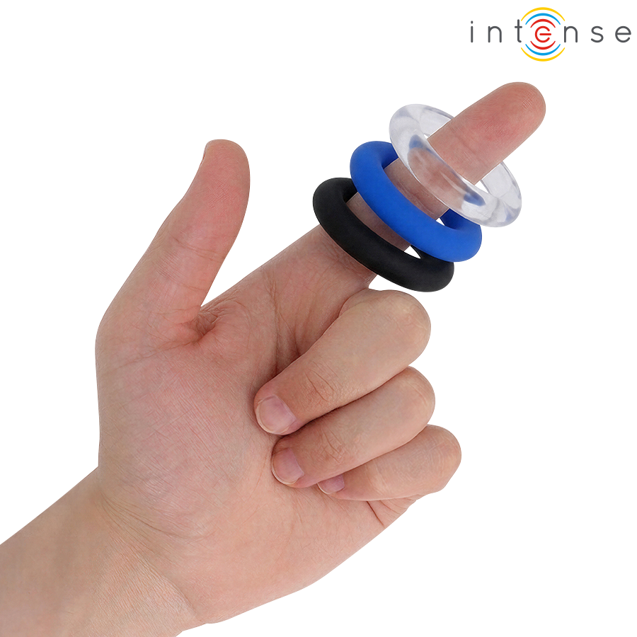 Ensemble de 3 anneaux pénis de couleurs variées – Intense