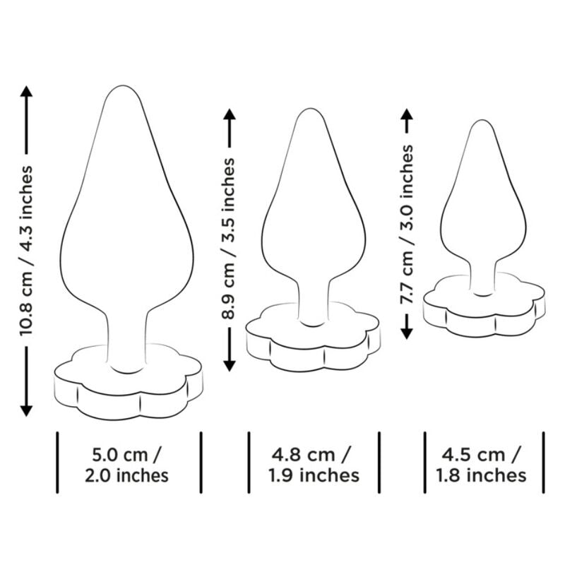Kit d'entraînement anal luster s / m / l avec base en forme de fleur – Romp