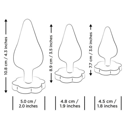 Kit d'entraînement anal luster s / m / l avec base en forme de fleur – Romp