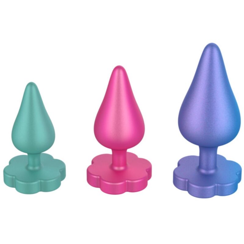 Kit d'entraînement anal luster s / m / l avec base en forme de fleur – Romp