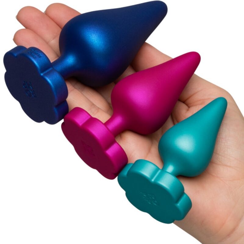 Kit d'entraînement anal luster s / m / l avec base en forme de fleur – Romp