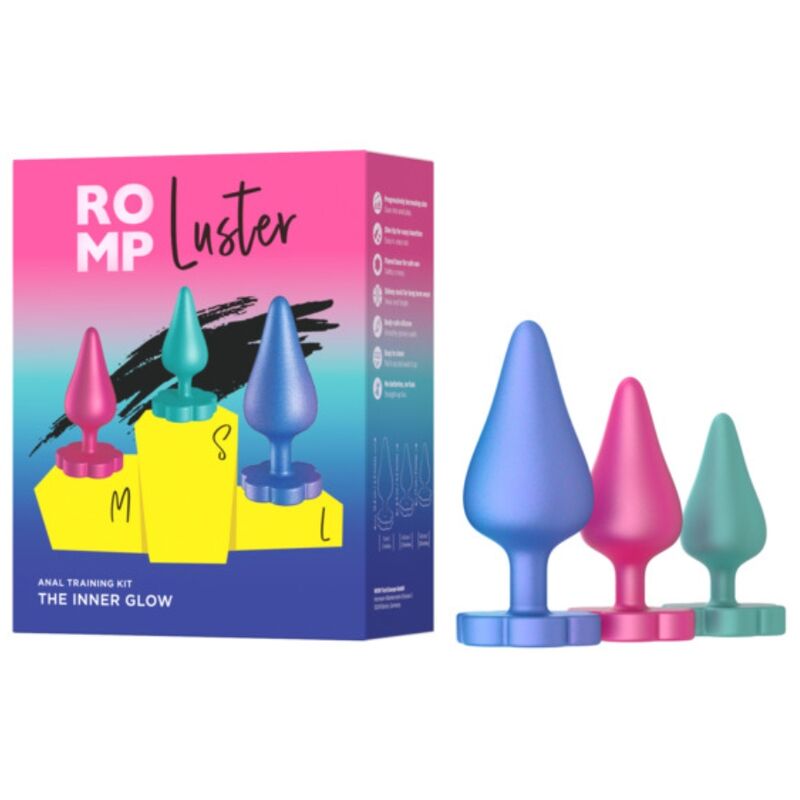 Kit d'entraînement anal luster s / m / l avec base en forme de fleur – Romp