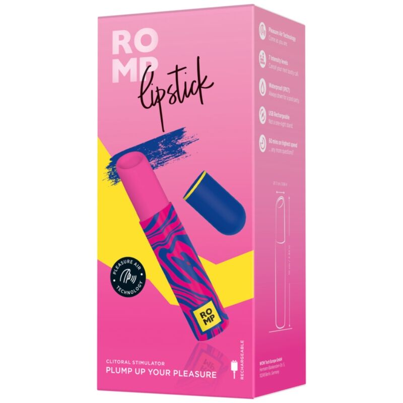 Stimulateur clitoridien rouge à lèvres stimulant le clitoris 7 niveaux – Romp