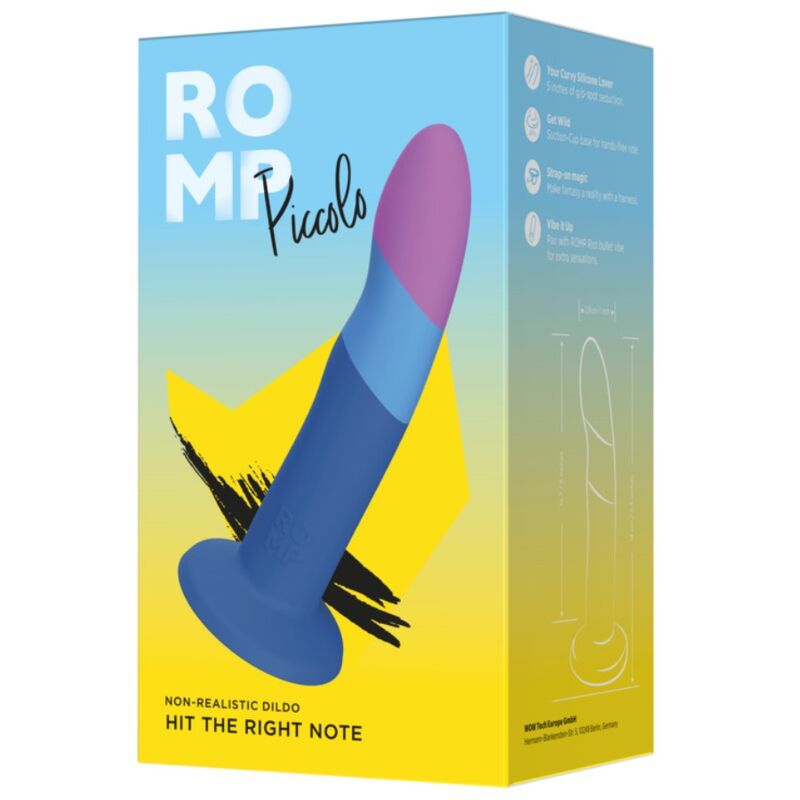 Piccolo godemichet en silicone avec ventouse tricolore 14 cm – Romp
