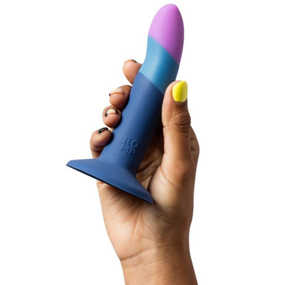 Piccolo godemichet en silicone avec ventouse tricolore 14 cm – Romp